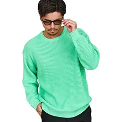 【新品】 SILVER BULLET ニット メンズ セーター ブランド 厚手 畦編み 蛍光色 ネオンカラー シンプル 無地 アクリル 大きいサイズ 暖かい あったか おしゃれ ユニセックス ファッション CavariA キャバリア CAJP24-08【- 1