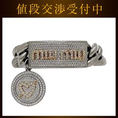 ミュウミュウ ブレスレット シルバー 美品 メタル ラインストーン 中古