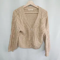 ◇ MAJESTIC LEGON マジェスティックレゴン パールボタン 長袖 ニットカーディガン サイズM オレンジ レディース E  【1407180056381】