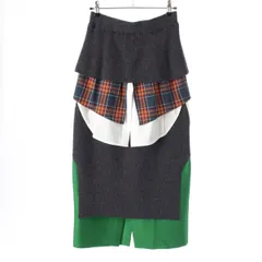 エンフォルド 19AW コットン シルク ウール レイヤード風 ニット チェック シャツ スカート ボトムス 300CA371-2470 マルチカラー 36【中古】のサムネイル