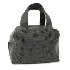 CHANEL ボストンバッグ パンチング ココマーク レザー ブラック A27162