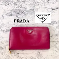 【お値下げ】PRADA プラダ サフィアーノ レザー ラウンドジップ 長財布 ピンク 桃色