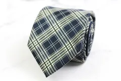 オリヒカ ブランド ネクタイ チェック柄 格子柄 シルク メンズ ネイビー ORIHICA 【中古】