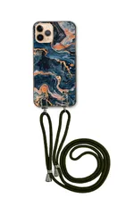 iPhone13 mini  アイフォン13 ミニ スマホケース ショルダーストラップ 紐 付き 絵具 ペンキ マーブル 大理石 ストリート おしゃれ クール かっこいい カーキ　カラー04