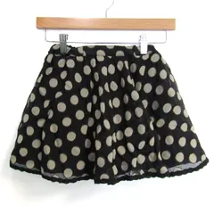 メゾピアノ スカート ボトムス フレア ドット柄 キッズ 女の子用 130サイズ 黒×グレー Mezzo Piano 【中古】