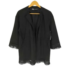 ザラ ZARA コントラスト フェイクスウェード フリンジ ジャケット コート レディース import：S 