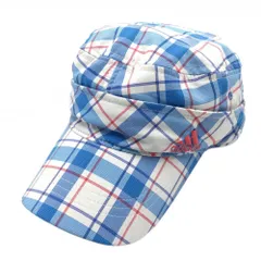 ★特価★【美品】アディダス 2WAYキャップ 白×ブルー チェック サンバイザー  ゴルフウェア adidas