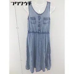 ◇ ◎ one after another NICE CLAUP ウエストゴム ノースリーブ 膝下丈 ワンピース ネイビー系 レディース  【中古】 【1111060001193】のサムネイル