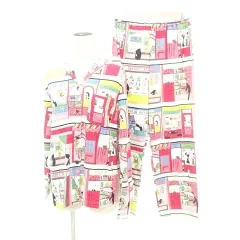 ポール＆ジョー PAUL&JOE タグ付き サンプル品 セットアップ ルームウェア シャツ ブラウス パンツ 総柄 日本製 Mサイズ ピンク系のサムネイル