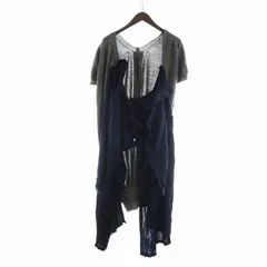 ジュンヤワタナベ JUNYA WATANABE ロングワンピース シャツ 変形 切替 ドット柄 水玉 長袖 ニット SS グレー 紺 ネイビー JT-O038 ■GY18 /MQのサムネイル