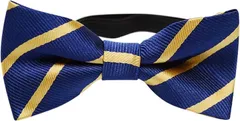 しあわせ倉庫 蝶ネクタイ キッズ 子供用 ストライプ 男の子 ボウタイ ワンタッチ フォーマル 結婚式 誕生日(ブルーイエロー)