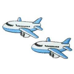 ワッペン アイロン ミニサイズ 2枚セット ミニサイズ 飛行機 乗り物 ジェット機 2P アップリケ わっぺん 小さい アイロンで簡単貼り付け