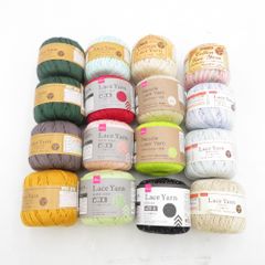 DAISO ダイソー 毛糸 ミックス16玉セット レース糸 ミックス ソリッド ラメ リサイクルレース糸 春夏糸 コットン 綿