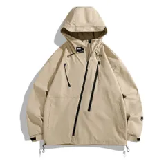 ☆ ベージュ ☆ XL ☆ ウィンドブレーカー メンズ レディース ウィンドブレーカー レディース マウンテンパーカー ジャンパー ジップパーカー アウター ジャケット ボリュームネック メンズ ユニセックス カジュアル シンプル 無地 おしゃれ かわいい