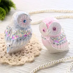 EX548 アンサンブルオウル ふくろう （不苦労） 縁起物 クリスタルジュエリーボックス 手作り ピィアース 東京銀座PICALS 東京銀座ピカルス おふくろう 母の日ギフト 縁起のいい人気モチーフ mer12