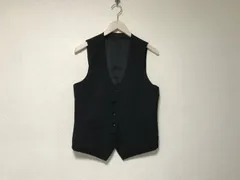 本物スーツセレクトSUITSELECTウールポリエステルリバーシブルベストジレメンズサーフアメカジミリタリーストリートスケーターワークビジネススーツモードゴルフドレスS黒ブラック紺ネイビーY4 165インド製