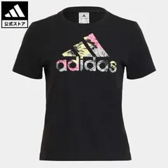 ☆【新品】adidas アディダス   総柄プリント  レギュラー   半袖Tシャツ  スポーツウェア  ブラック HI0025 ※レディース サイズXS S M L