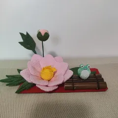 蓮の花ちりめん細工のお雛様飾り （蓮の花ちりめん細工のお雛様