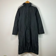 adidas アディダス ベンチコート ロングコート ダウンコート スリーライン 黒 ブラック スポーツ 古着 メンズL テック系 ストリート