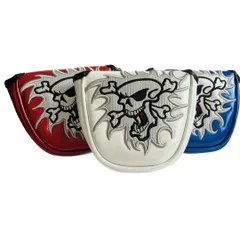 ゴルフ ヘッドカバー パターカバー 高級pu革 マグネットタイプ用 マレットタイプ スカル