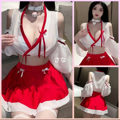 【新品】セクシー巫女様♥最安値　お正月　花魁　和装　新年会　衣装　コスプレ　可愛い　誘惑　すけすけ　大人気　ルームウェア　旧正月　プレゼント　推し活　イベント　撮影会　自撮り　バレンタインランジェリー　衣装　赤　サンタランジェリー