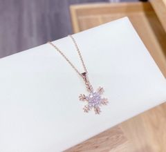 【在庫限り】　雪　ネックレス　ピンクゴールド　レディース