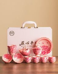 新品・未使用」中国茶器 木製収納箱付き 羊脂玉磁 高級茶道具 急須 