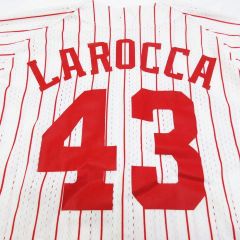 入手困難 カープ ラロッカ ユニフォーム Lサイズ ミズノ  LAROCCA 背番号43 CARP レア mizuno D-13G4 年代物  広島東洋カープ コレクション 鑑賞用 縦縞ユニフォーム グレッグ・ラロッカ E10Z