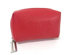 ■美品■ ChristianDior クリスチャンディオール レザー ポーチ マルチケース 小物入れ レディース レッド系 DK2234
