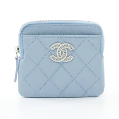 シャネル CHANEL コインケース ジップ コインパース マトラッセ AP2741 ブルー キャビアスキン(グレインドカーフ) ココマーク マトラッセ ジップコインパース レディース Used A