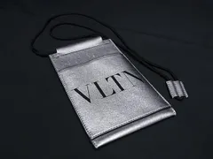 ■極美品■ VALENTINO GARAVANI ヴァレンティノ ガラヴァーニ レザー スマホポーチ スマホバッグ ショルダー シルバー系 AX1110