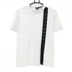 【超美品】デサントゴルフ 半袖ハイネックシャツ 白×黒 ロゴプリント 中田英寿 メンズ L ゴルフウェア DESCENTE