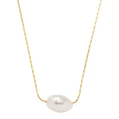 【ゴールド × ワンサイズ】[Cream dot. クリームドット公式] ネックレス レディースステンレス製 金属アレルギー つけっぱなし サージカルステンレス ショート チェーン 淡水パール 一粒パール ベネチアンチェーン パール ひと粒 大人