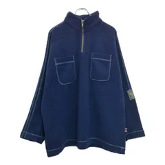 90年代 adidas アディダス ハーフジップフリースジャケット ネイビー(メンズ L)中古 古着 U4320