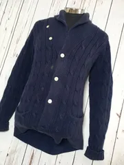 POLOラルフローレン★綿100％/ケーブルニットカーディガン【Mens size -S（日本サイズM-L程度/ネイビー】◆F02