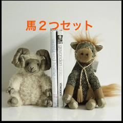 新品dora DESIGNS  ドラデザイン  ブックエンド  馬 2つセット