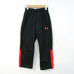 アンダーアーマー パンツ ボトムス ジャージ 裏起毛 スポーツウエア キッズ 男の子用 YSMサイズ 黒×赤 UNDER ARMOUR 【中古】
