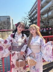 新品tu1489] 水彩花柄浴衣セット - メルカリ