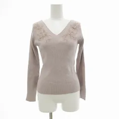 プロポーション ボディドレッシング PROPORTION BODY DRESSING カットソー リブニット Vネック 花刺繍 長袖 3 M ピンク /JS 0928 ■MGのサムネイル