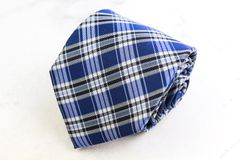 メイル&コー ブランド ネクタイ チェック柄 格子柄 シルク PO メンズ ブルー MALE & Co 【中古】