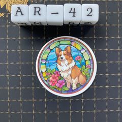 방수 스티커 웰시 코기 스테인드 글라스 풍 개 AR-42