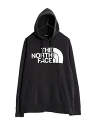 【お得なクーポン配布中!】 ノースフェイス プリント スウェット フード パーカー メンズ L 古着 The North Face プルオーバー 裏起毛 トレーナー アウトドア 薄手 黒