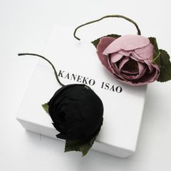 KANEKO ISAO カネコイサオ フラワーモチーフ コサージュ 2個セット/ピンク ブラックブローチ 花【2400013183536】