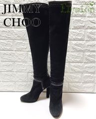 ★JIMMY CHOO★ ジミーチュウ スエード ニーハイブーツ 黒 size37(24cm)
