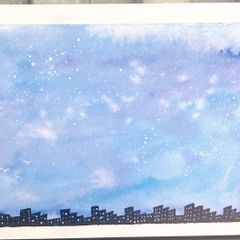 アクリル画 風景 インテリア 絵画 イラスト 空 キャンバス ミニサイズ