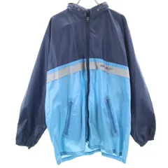 adidas アディダス 80s ヴィンテージ 万国旗タグ トレフォイルロゴ ナイロンジャケット 38 ネイビー メンズ 古着