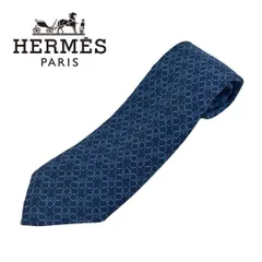 HERMÈS ネイビー ブルー 幾何学模様 ネクタイ