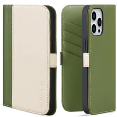 新品 VISOUL iPhone 15 ProMax ケース 手帳型 本革 レザー アイフォン15プロマックス スマホケース 全面保護 マグネット式 カード収納 多機能 横置きスタンド機能付き手帳型ケース 6.7インチ対応 アイホン15Pro Max アイボリ