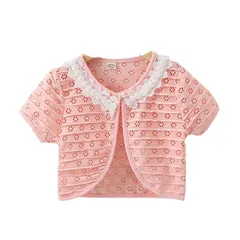 【新品】 [VIISEN] 子供 ボレロ 半袖 夏 子供服 女の子 キッズ 結婚式 ボレロ薄 女児 可愛い フォーマル ドレス ボレロ 発表会 入園式 卒園式 結婚式 100-150cm (1/ピンク, 150)