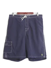 【お得なクーポン配布中!】 90s ポロ ラルフローレン ナイロン ショートパンツ メンズ L / オールド サーフ スイム ショーツ 短パン 海パン ライナー付き ワンポイント